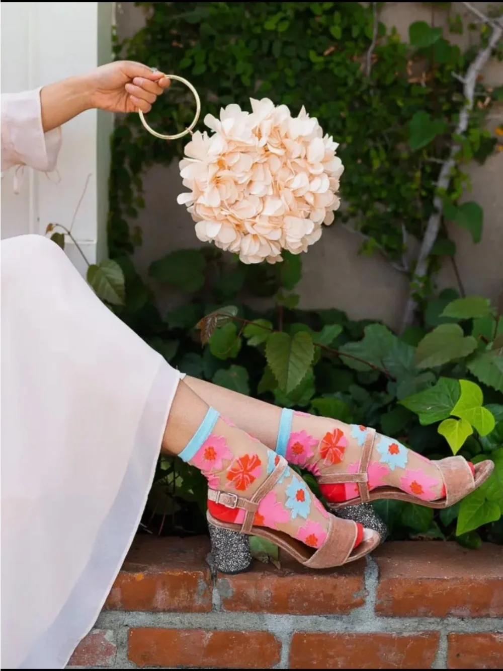 Sock Candy Ribbon Roses Sheer Ankle Sock. Price Firm.